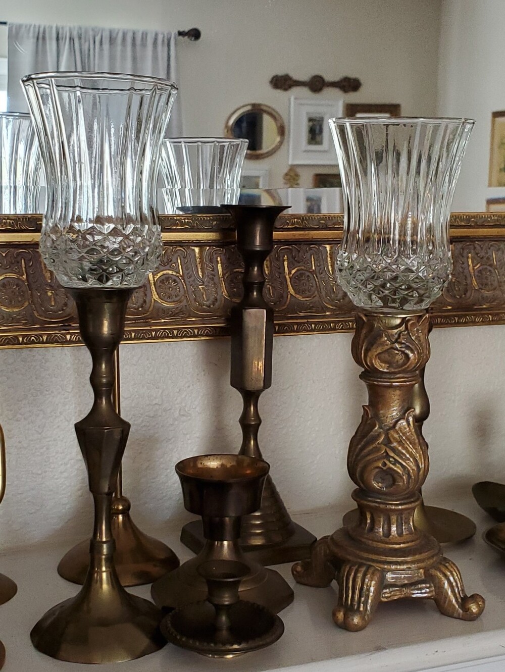 2 Vintage Clear Glass Peg Votive Candle Holders